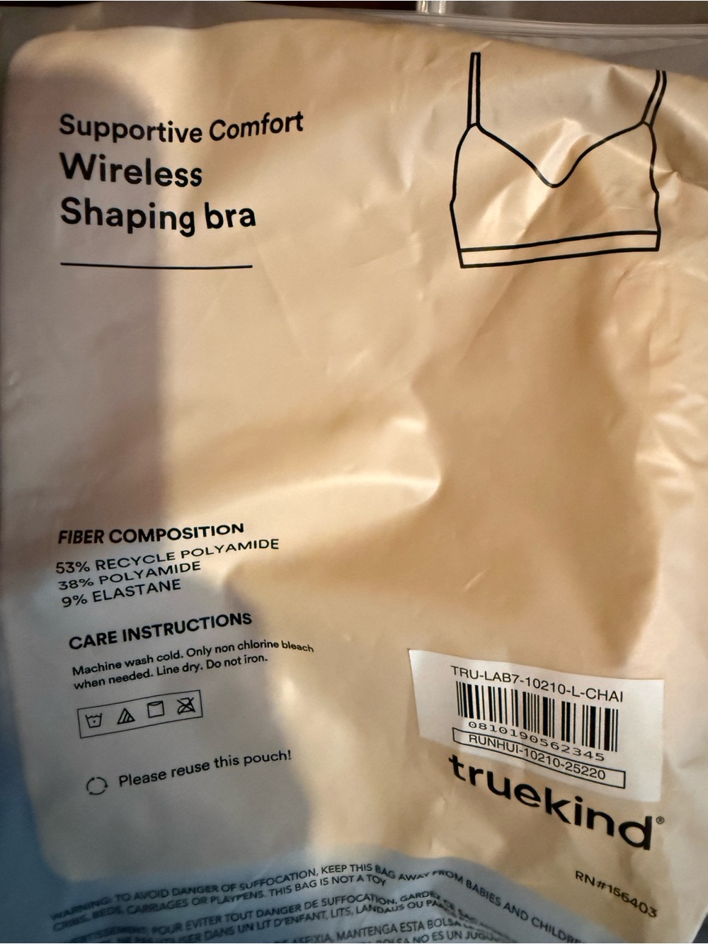 TrueKind Wireless Shaping Bra — Chai Large